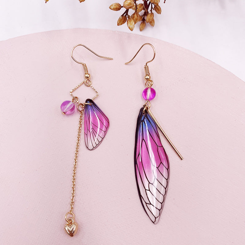 Wholesale Simulation Cicada Wing Long Tassel Earrings